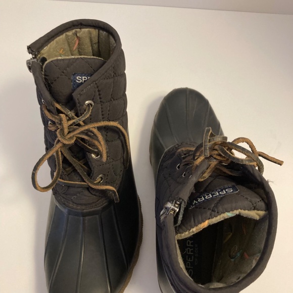 Sperry Black Leather Quilted Waterproof Duck Boots for Women Size 6.5 Preppy! - Picture 6 of 6